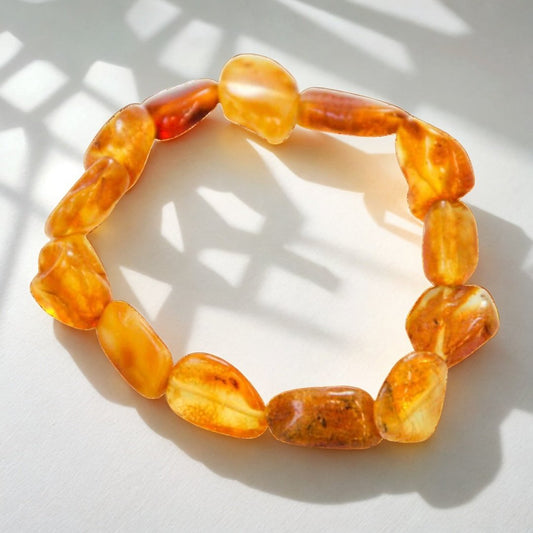 Amber Bracelet - Handmade with Genuine Baltic Amber Stones - GroundedKiwi.nzBracelet Braceletamberbraceletcrystal