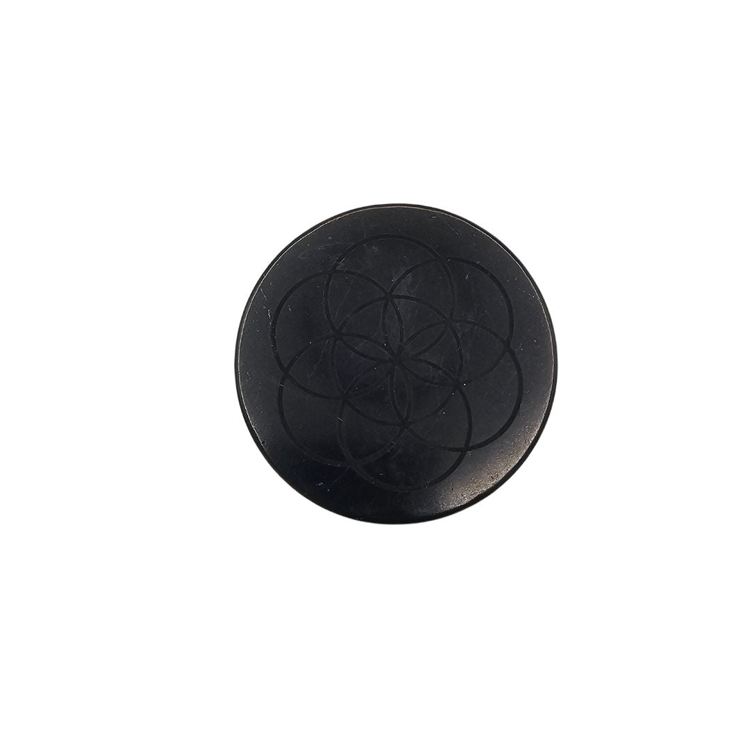 Large 70mm Shungite Laptop Sticker/Device Sticker - Seme della Vita (Seed of Life) - GroundedKiwi.nz 5ganit radiationcell