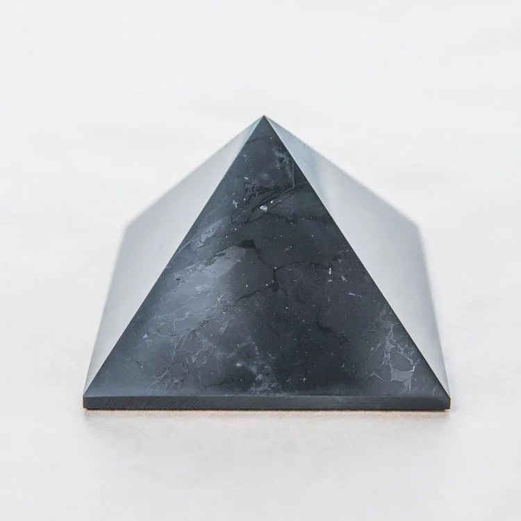 Polished Shungite Pyramid - 60mm - Genuine Shungite Pyramid - GroundedKiwi.nzDecor Decor5ganit radiationcrystal