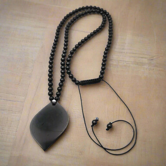 Shungite Beads & Petal Necklace - Embrace Natural Health - GroundedKiwi.nzNecklace Necklace5ganit radiationcrystal