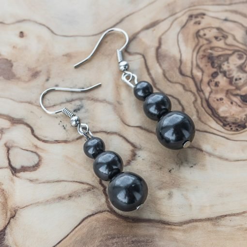 Shungite Cascading Drop Hook Earrings - GroundedKiwi.nzearrings earringsbeadearringsemf