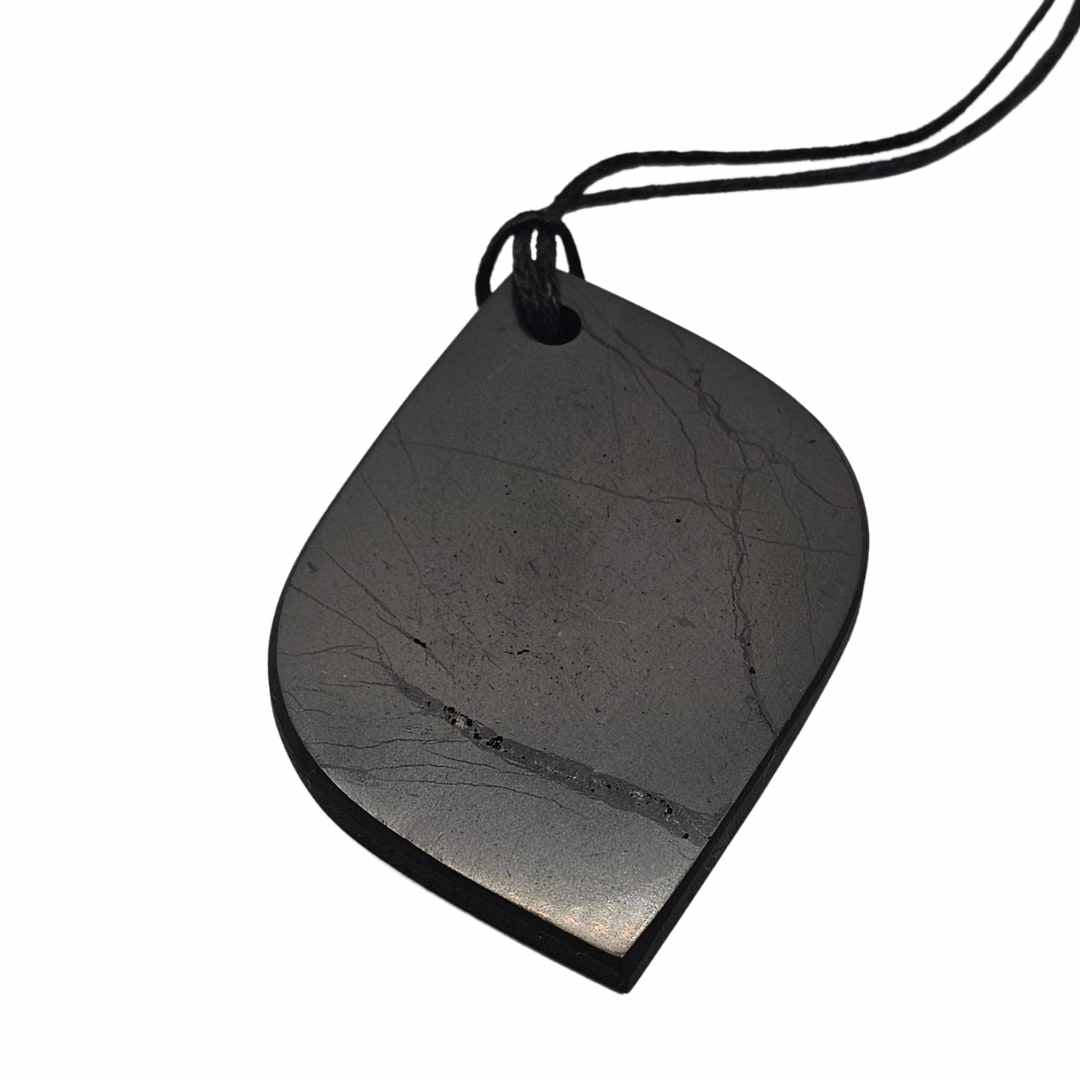 Shungite Stone Petal Pendant - Connection to Nature, Love and Passion - GroundedKiwi.nzNecklace Necklace5ganit radiationcrystal