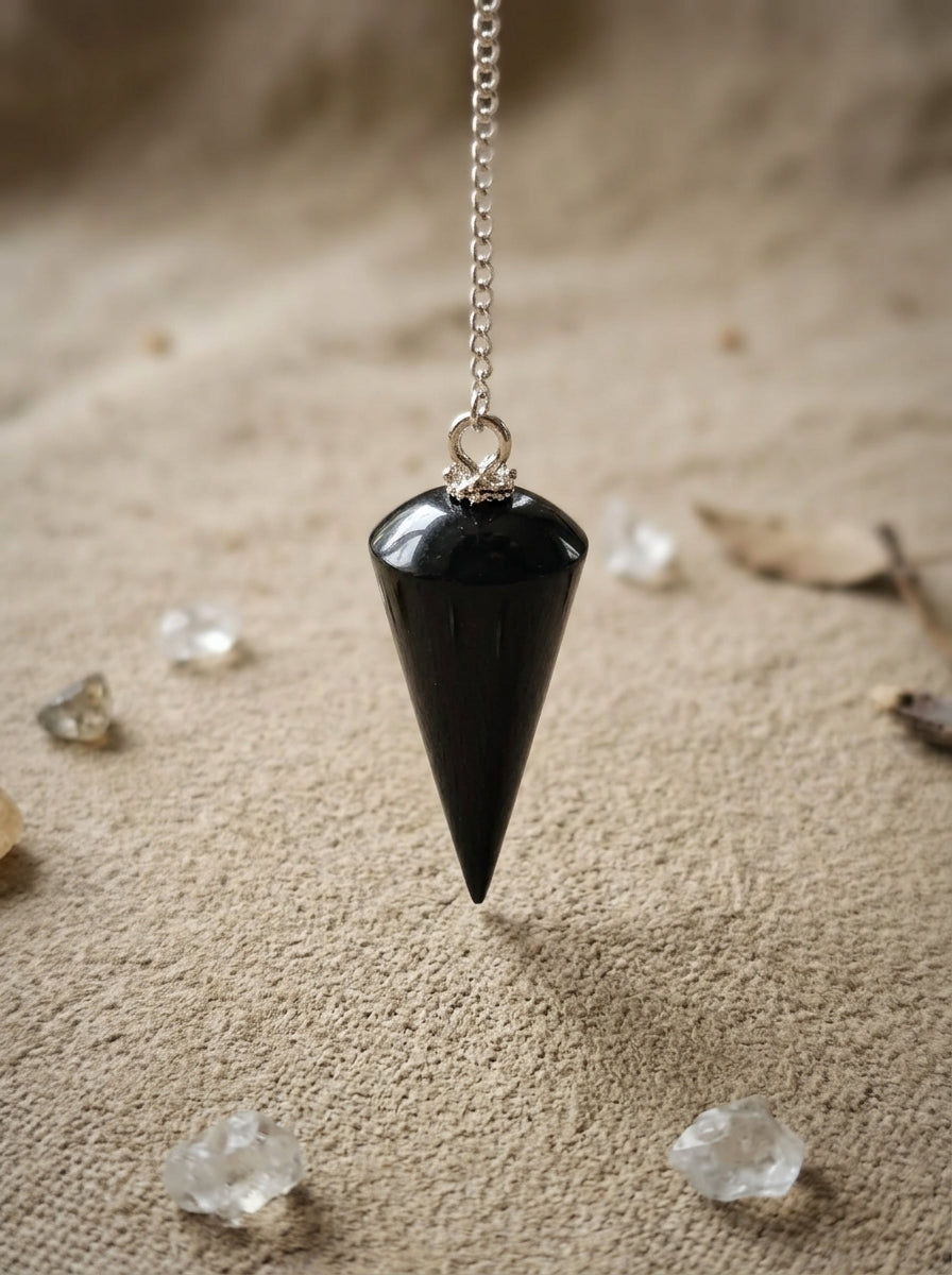Polished Shungite Crystal Pendulum