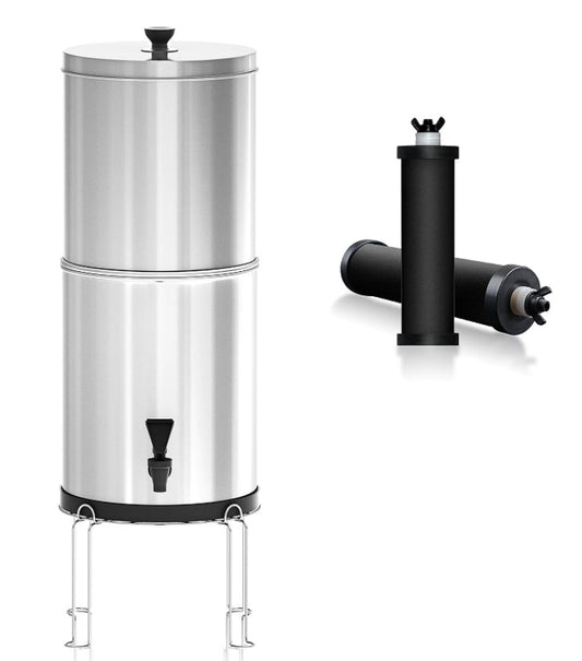 Gravity Water Filter Purifier with 2 Carbon Purification Elements - 9L - Includes stand - GroundedKiwi.nzwater filter water filterberkeydrinkingfilter