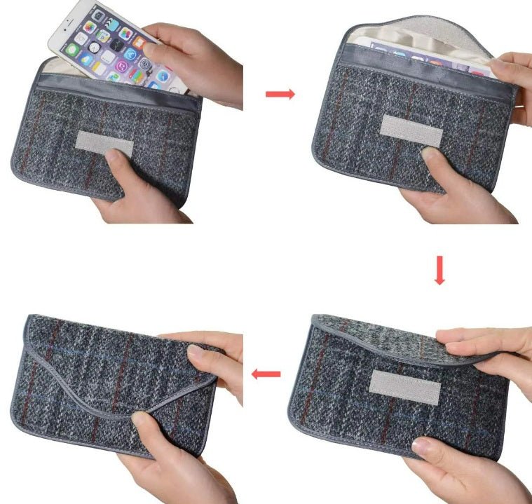 Faraday Shield pouch - RFID GPS FOB Signal Blocking Privacy bag for Phones, FOBS, cards - GroundedKiwi.nz bagblockingclutch
