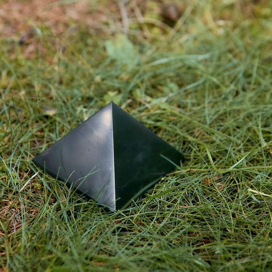 Polished Shungite Pyramid - 60mm - Genuine Shungite Pyramid - GroundedKiwi.nzDecor Decor5ganit radiationcrystal