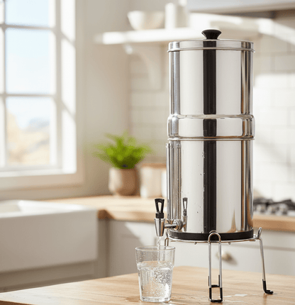 9L Gravity Water Filter Kit - 2 X Carbon Water Filters + Stand - GroundedKiwi.nzwater filter water filterberkeydrinkingfilter