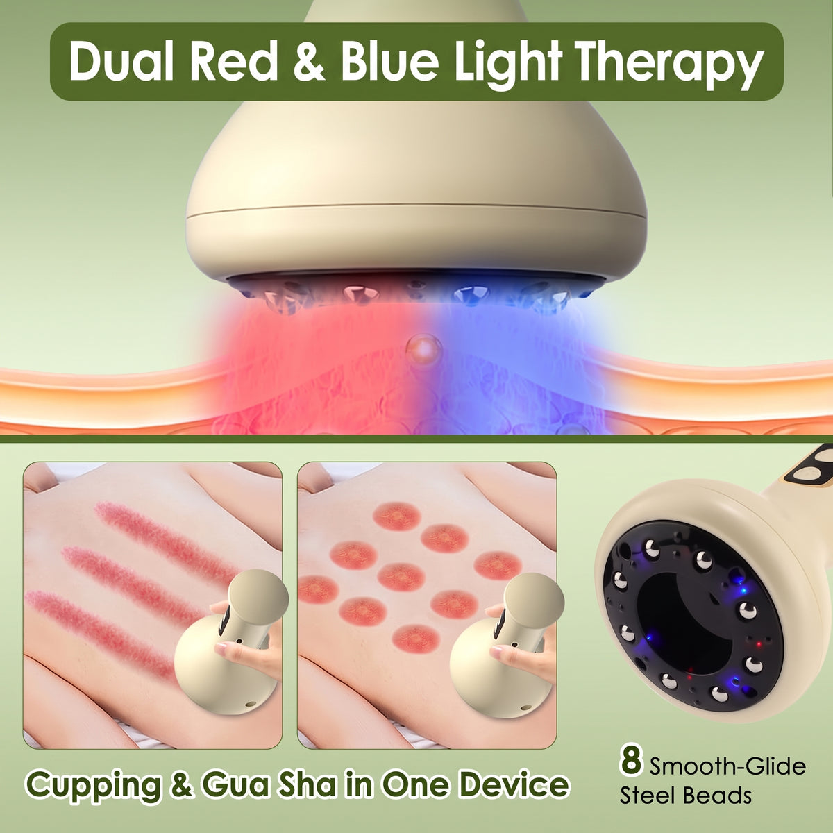 Red & Blue Light Smart Cupping & Gua Sha Massager