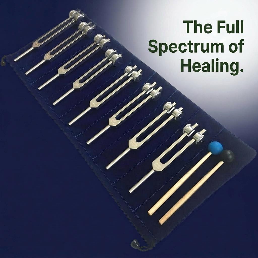 Chakra Tuning Fork Set 8 Piece - GroundedKiwi.nz chakraforkforks
