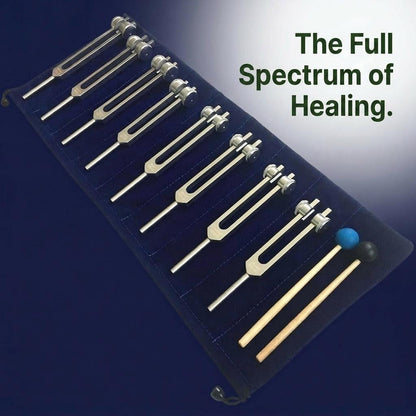 Chakra Tuning Fork Set 8 Piece - GroundedKiwi.nz chakraforkforks