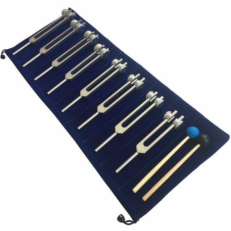 Chakra Tuning Fork Set 8 Piece - GroundedKiwi.nz chakraforkforks