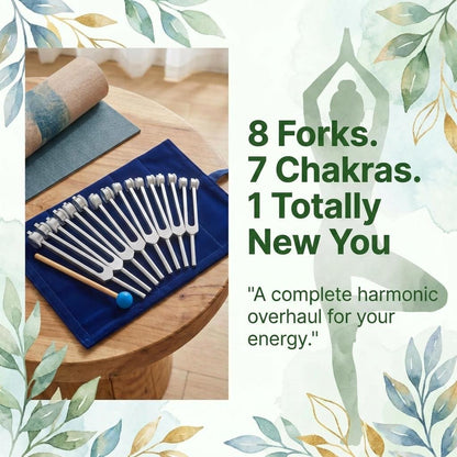 Chakra Tuning Fork Set 8 Piece - GroundedKiwi.nz chakraforkforks