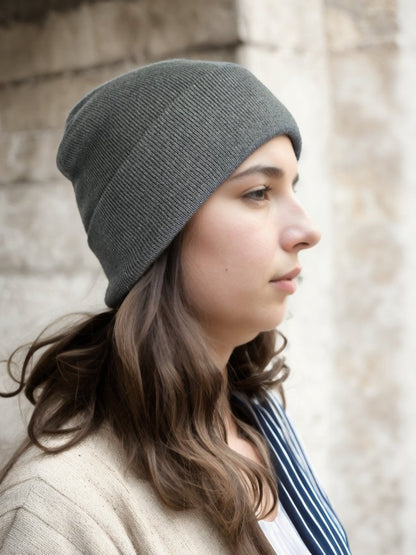 EMF Blocking Warm Wool Beanie by SCRT - Grey - GroundedKiwi.nz 5gbeanieblocking