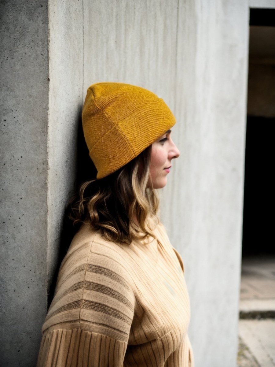 EMF Blocking Warm Wool Beanie by SCRT - Yellow - GroundedKiwi.nz 5gbeanieblocking