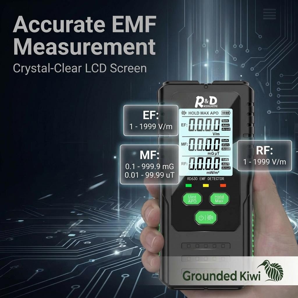 EMF Household Tester 3in1 - Voltage, Magnetic force & Radio Frequencies - GroundedKiwi.nz detectoremfemfs