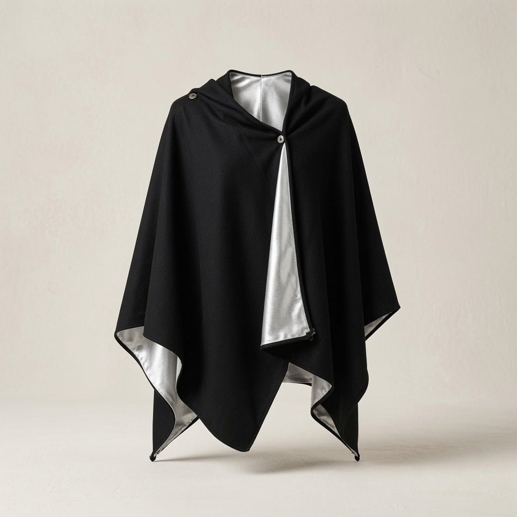 EMF Shawl with Full Pure Silver Fabric Inner Lining - Black - GroundedKiwi.nzshawl shawl5gbabyblanket