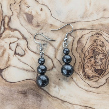 Shungite Cascading Drop Hook Earrings