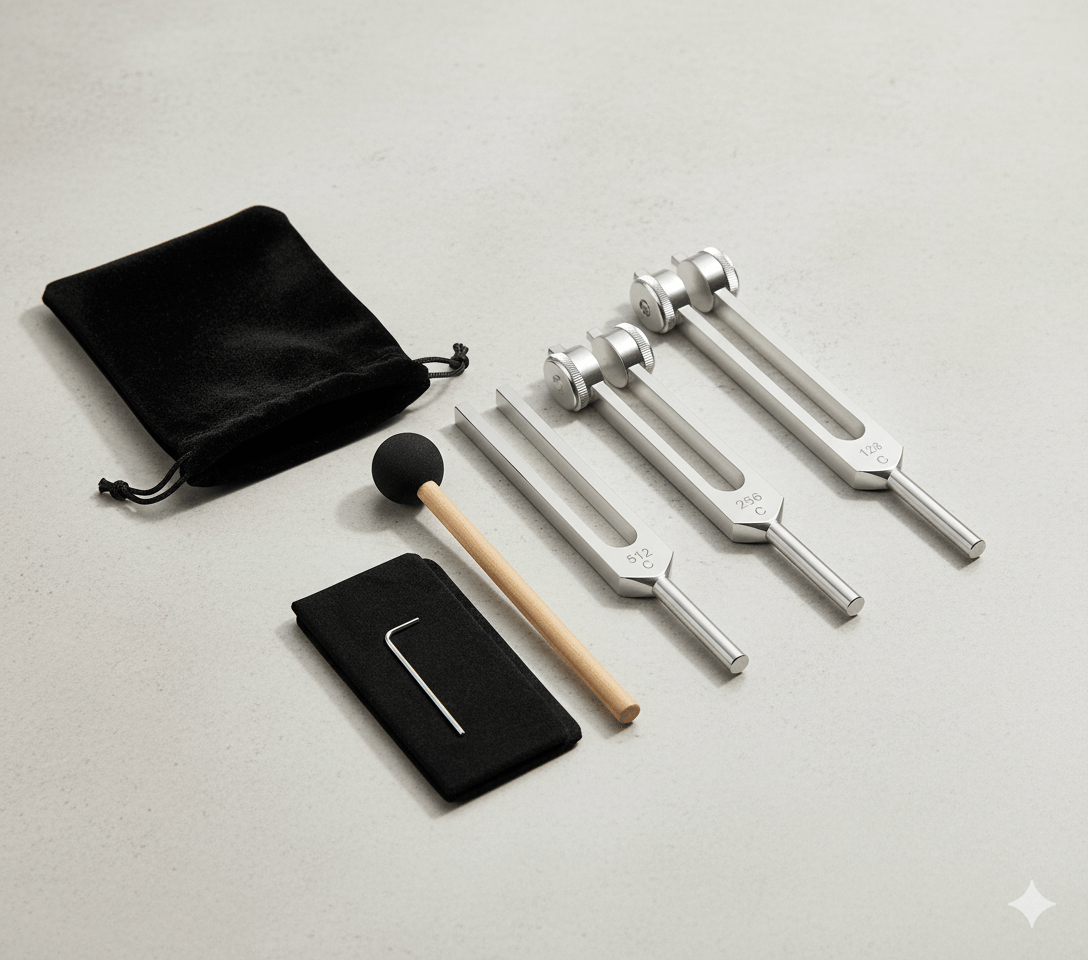 High - Precision Tuning Fork Set for Sound Therapy and Meditation - GroundedKiwi.nz forksmeditationmusic