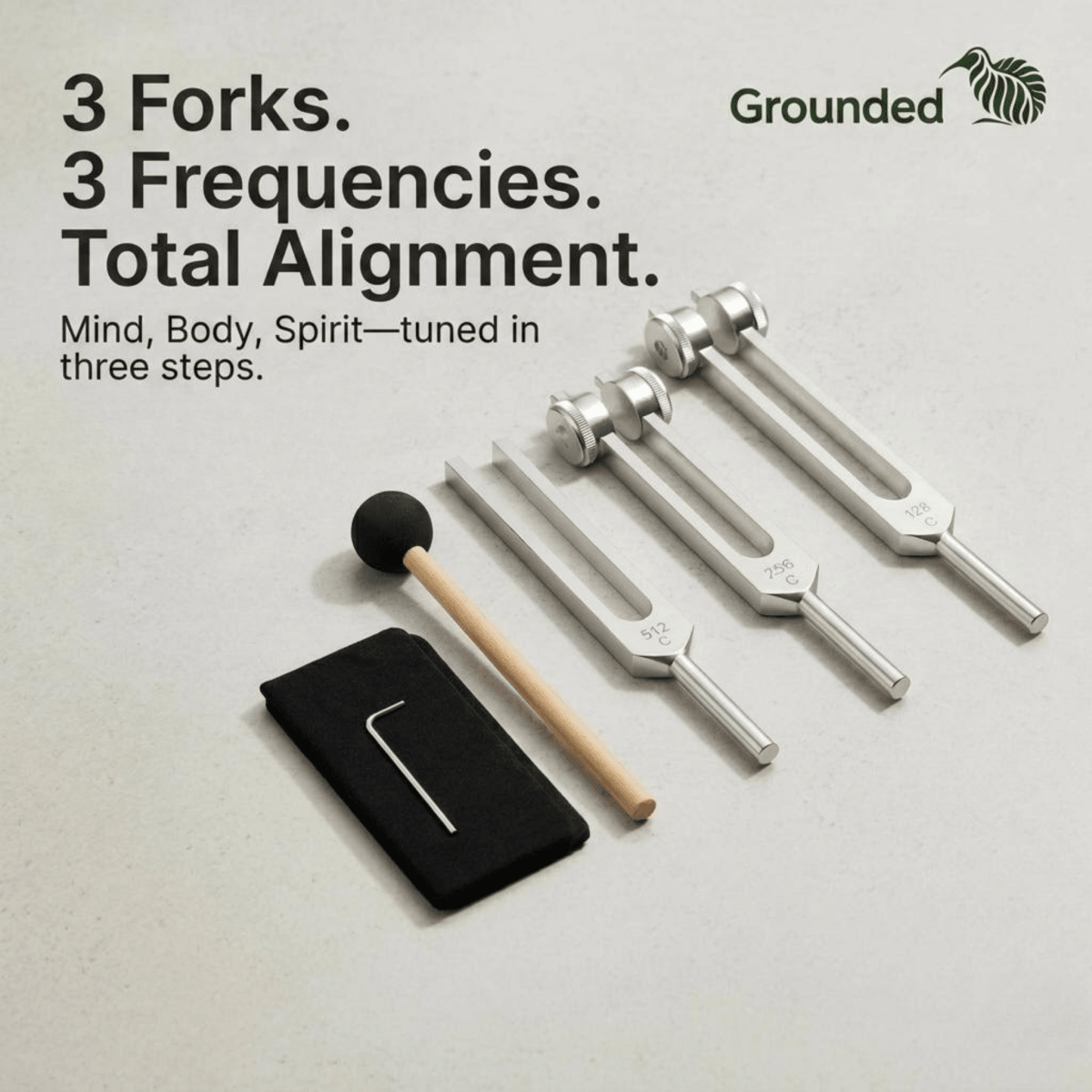 tuning forks 3 peice set