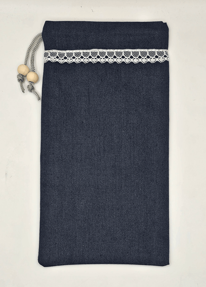 Navy Blue EMF Shielding Drawstring Bag for Mobile Phones and Cards 20X10cm - GroundedKiwi.nzMobile Phone Cases Mobile Phone Cases5gbagblocking