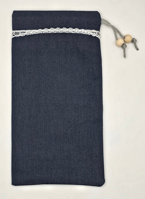 Navy Blue EMF Shielding Drawstring Bag for Mobile Phones and Cards 20X10cm - GroundedKiwi.nzMobile Phone Cases Mobile Phone Cases5gbagblocking