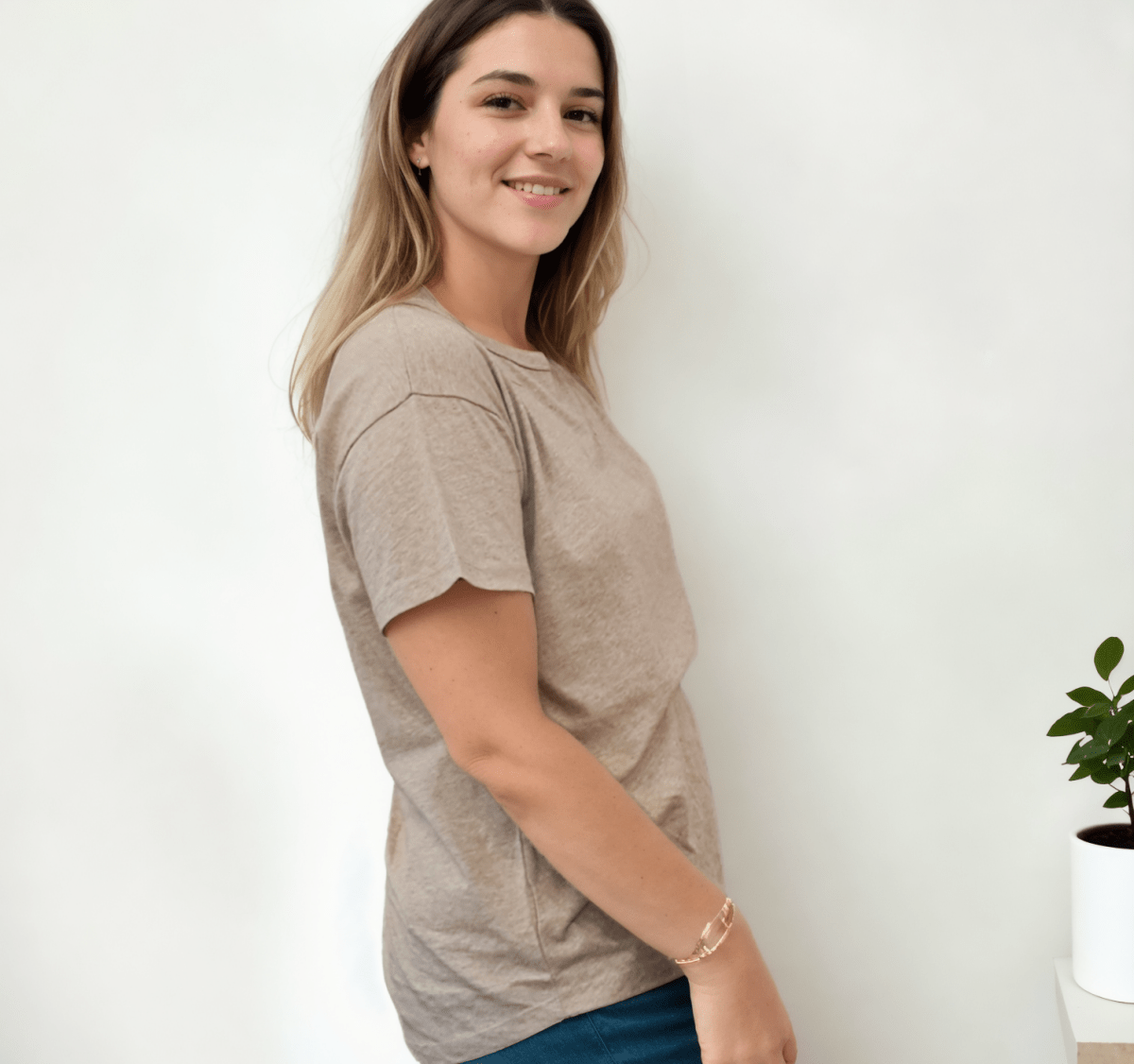 Organic Pima Cotton Tee - Azucena curved hem - Avocado - GroundedKiwi.nz clothingcottoncrew