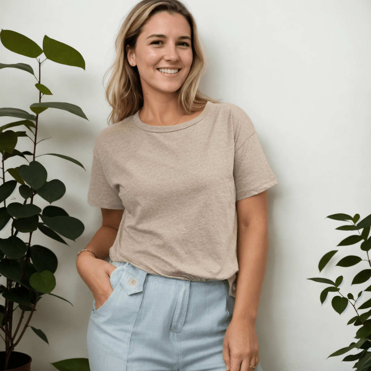 Organic Pima Cotton Tee - Azucena curved hem - Avocado - GroundedKiwi.nz clothingcottoncrew