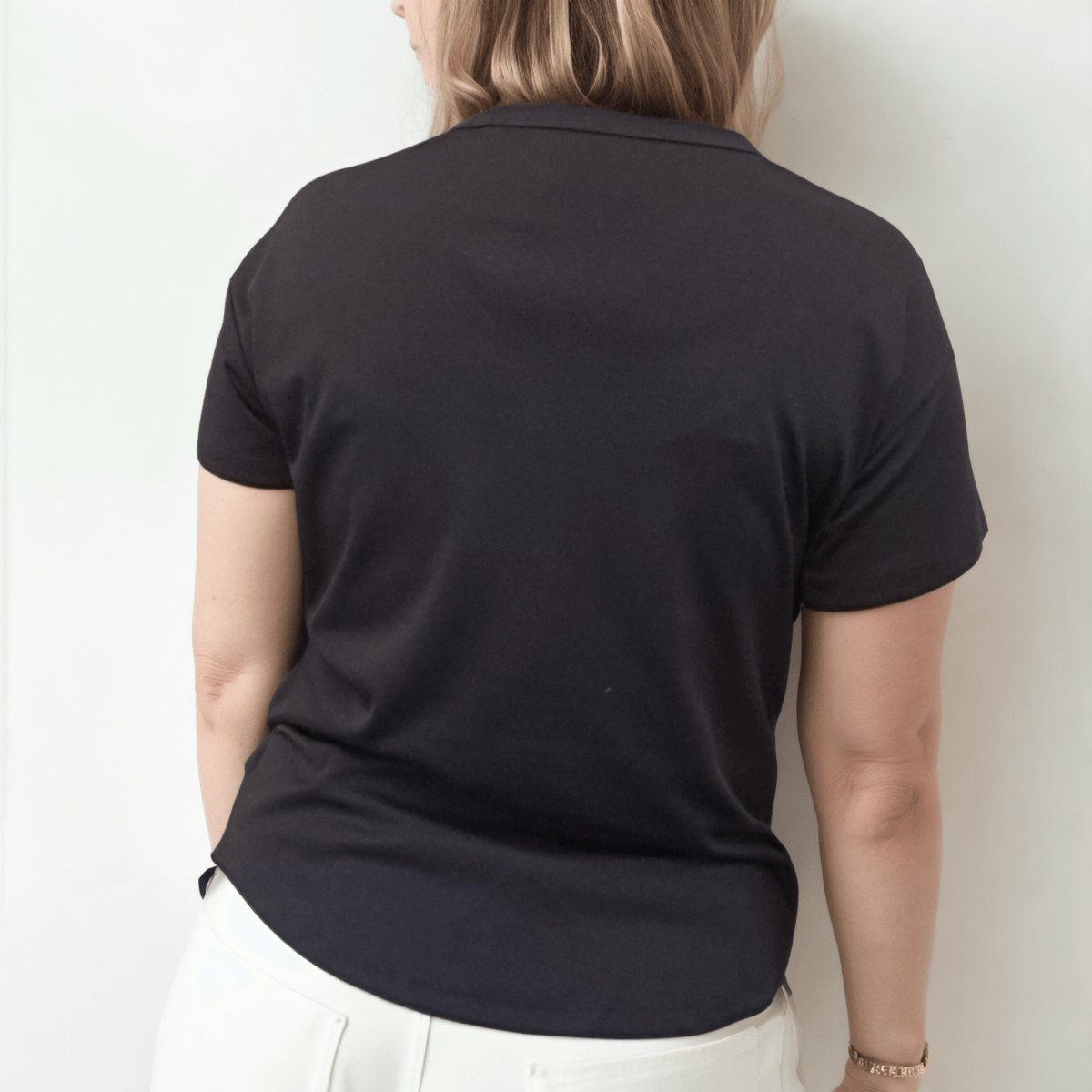 Organic Pima Cotton Tee - Azucena curved hem - Black - GroundedKiwi.nz blackclothingcotton