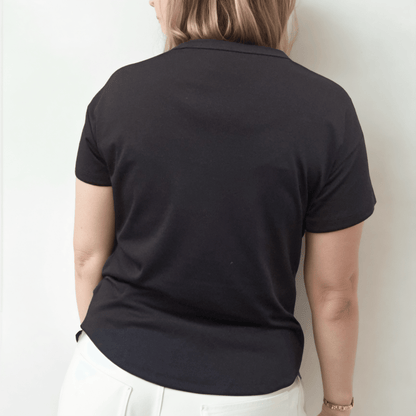 Organic Pima Cotton Tee - Azucena curved hem - Black - GroundedKiwi.nz blackclothingcotton