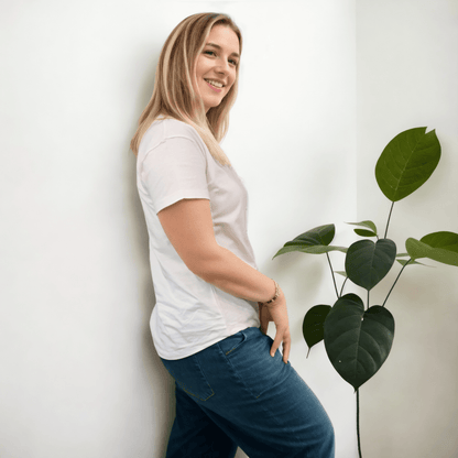Organic Pima Cotton Tee - Azucena curved hem - Eco White - GroundedKiwi.nz clothingcottoncrew