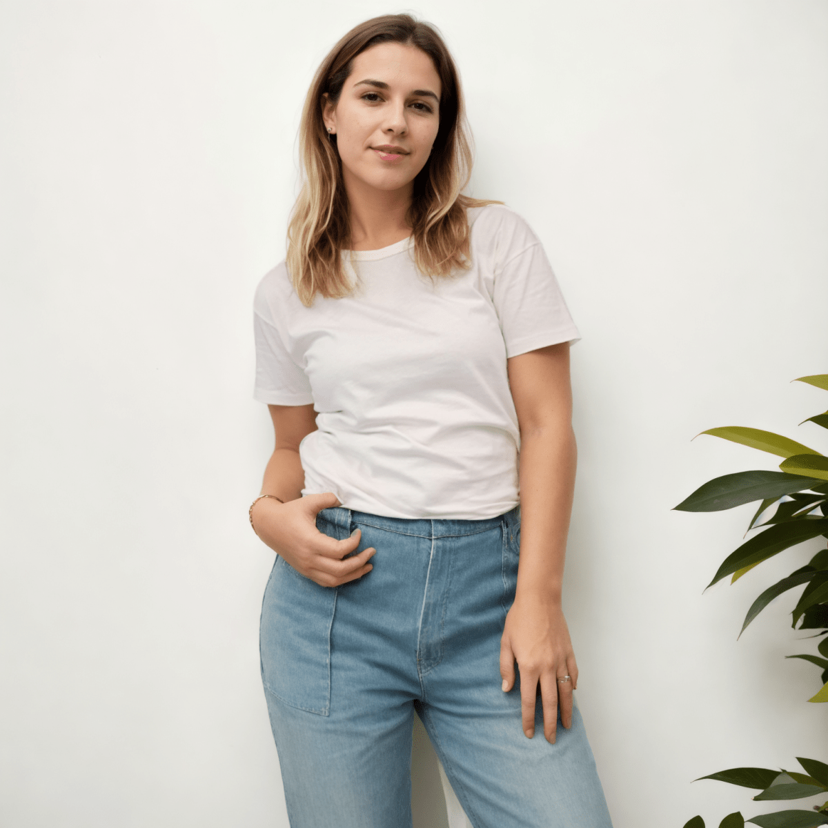 Organic Pima Cotton Tee - Azucena curved hem - Eco White - GroundedKiwi.nz clothingcottoncrew