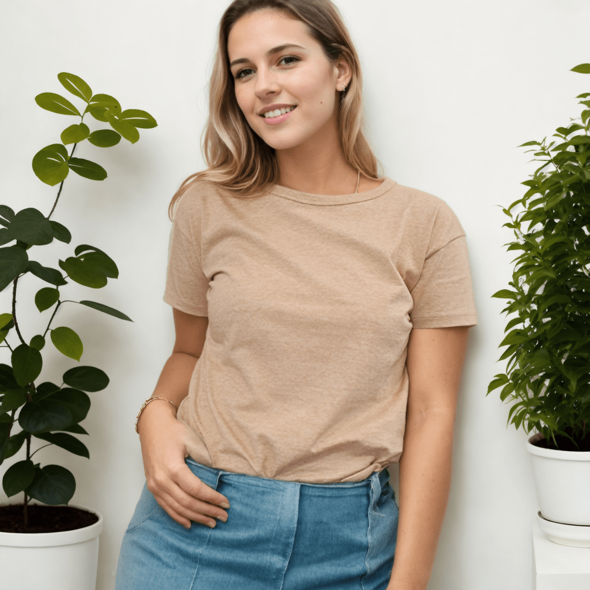 Organic Pima Cotton Tee - Azucena curved hem - Vicuña - GroundedKiwi.nz brownclothingcotton