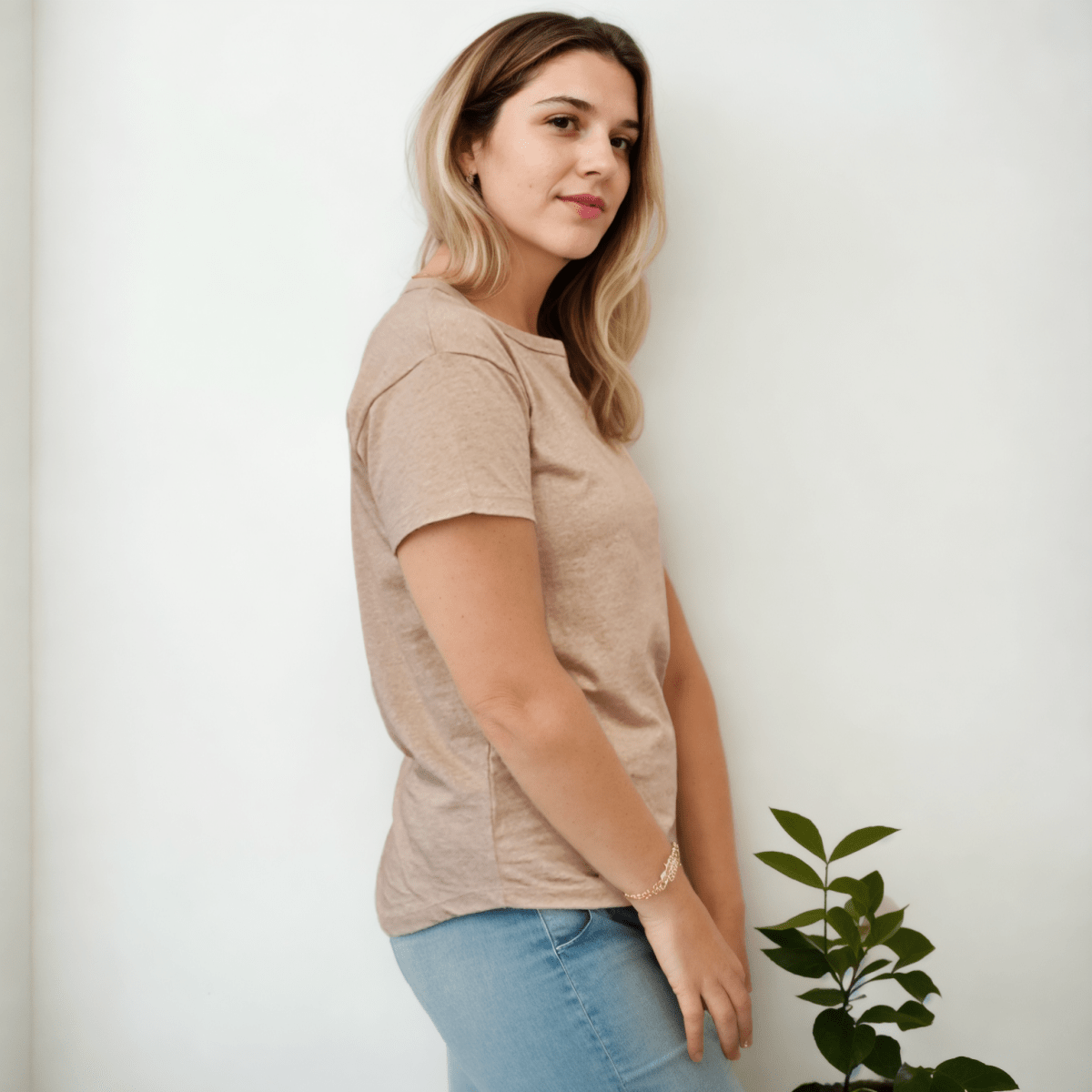 Organic Pima Cotton Tee - Azucena curved hem - Vicuña - GroundedKiwi.nz brownclothingcotton