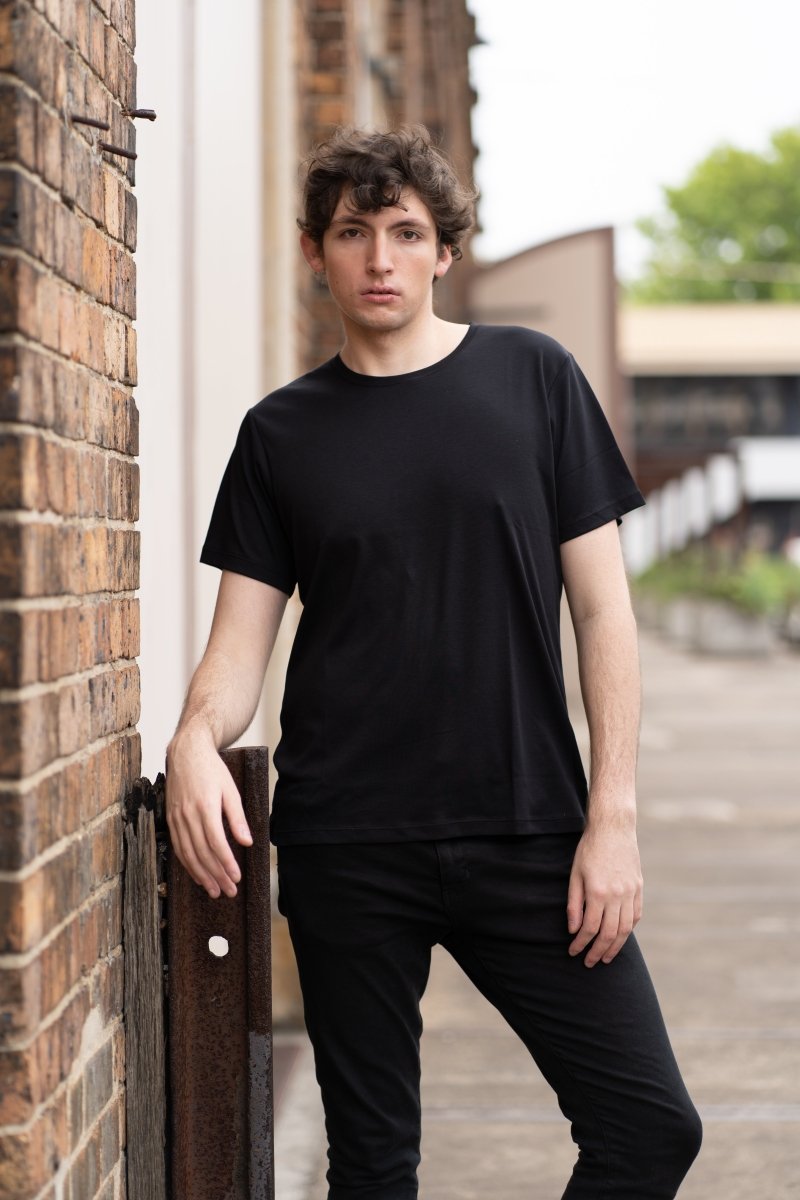 Organic Pima Cotton Tee - Men's Black - GroundedKiwi.nz blackclothingcotton