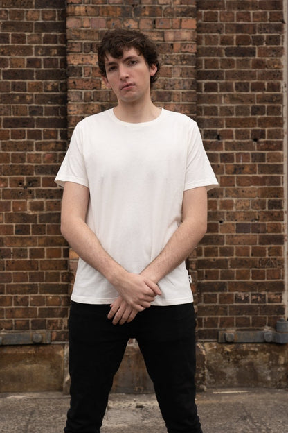 Organic Pima Cotton Tee - Men's White - GroundedKiwi.nz clothingcottoncrew