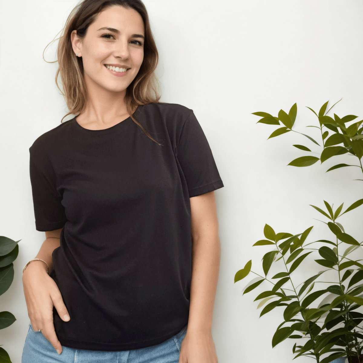 Organic Pima Cotton Tee - Raquel Crew in Black - GroundedKiwi.nz clothingcottoncrew