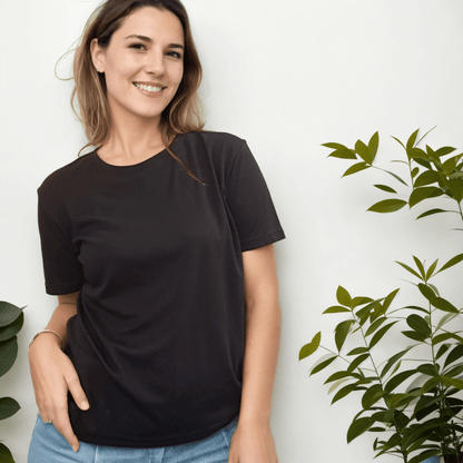 Organic Pima Cotton Tee - Raquel Crew in Black - GroundedKiwi.nz clothingcottoncrew
