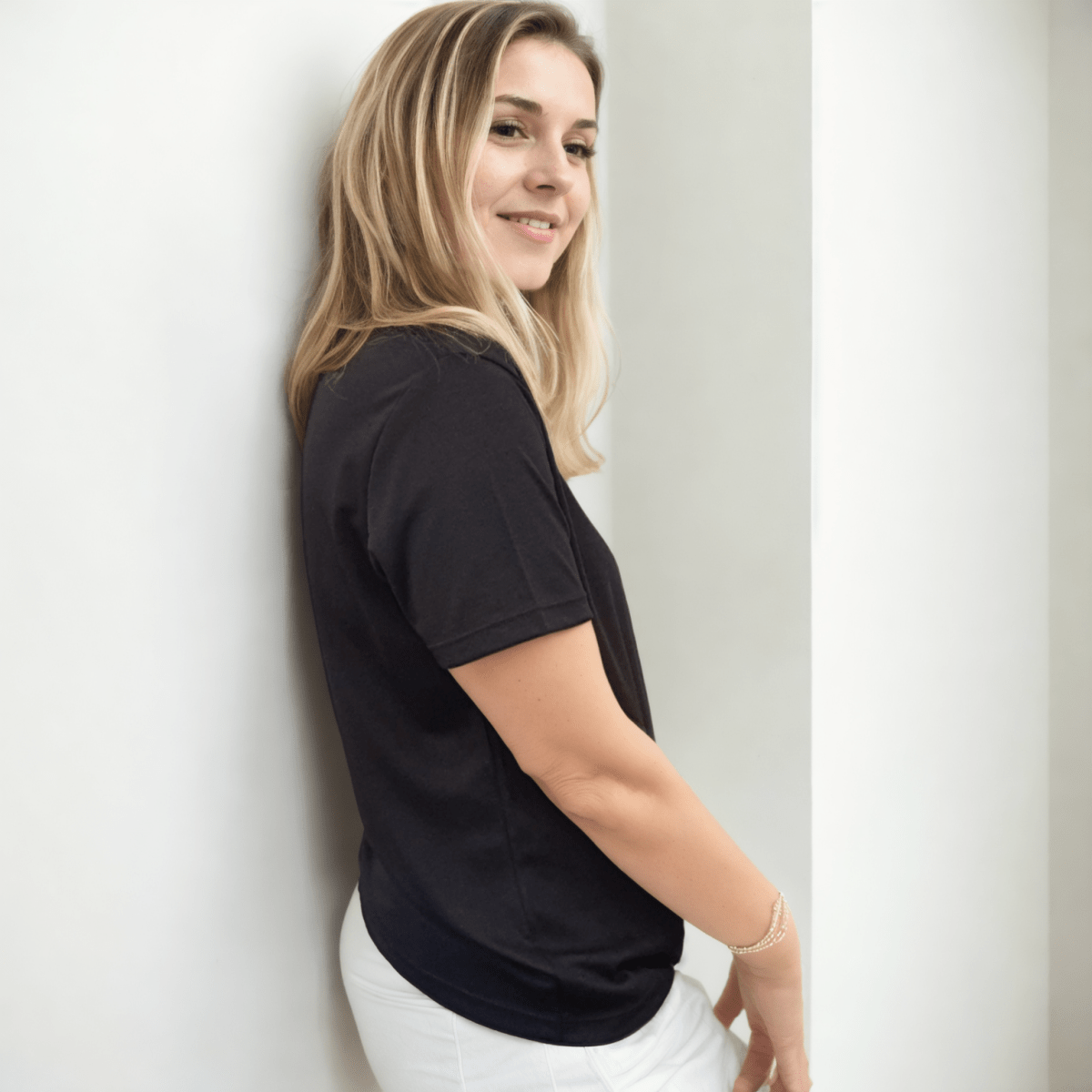 Organic Pima Cotton Tee - Raquel Crew in Black - GroundedKiwi.nz clothingcottoncrew