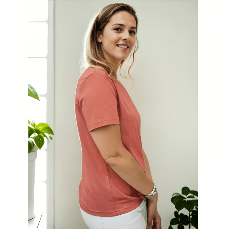 Organic Pima Cotton Tee - Raquel Crew in Cedar - GroundedKiwi.nz clothingcottoncrew