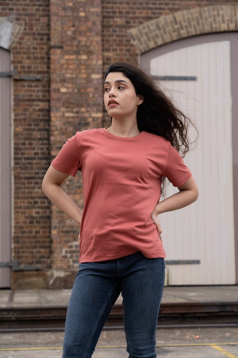 Organic Pima Cotton Tee - Raquel Crew in Cedar - GroundedKiwi.nz clothingcottoncrew