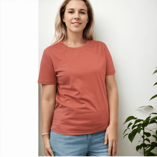 Organic Pima Cotton Tee - Raquel Crew in Cedar - GroundedKiwi.nz clothingcottoncrew