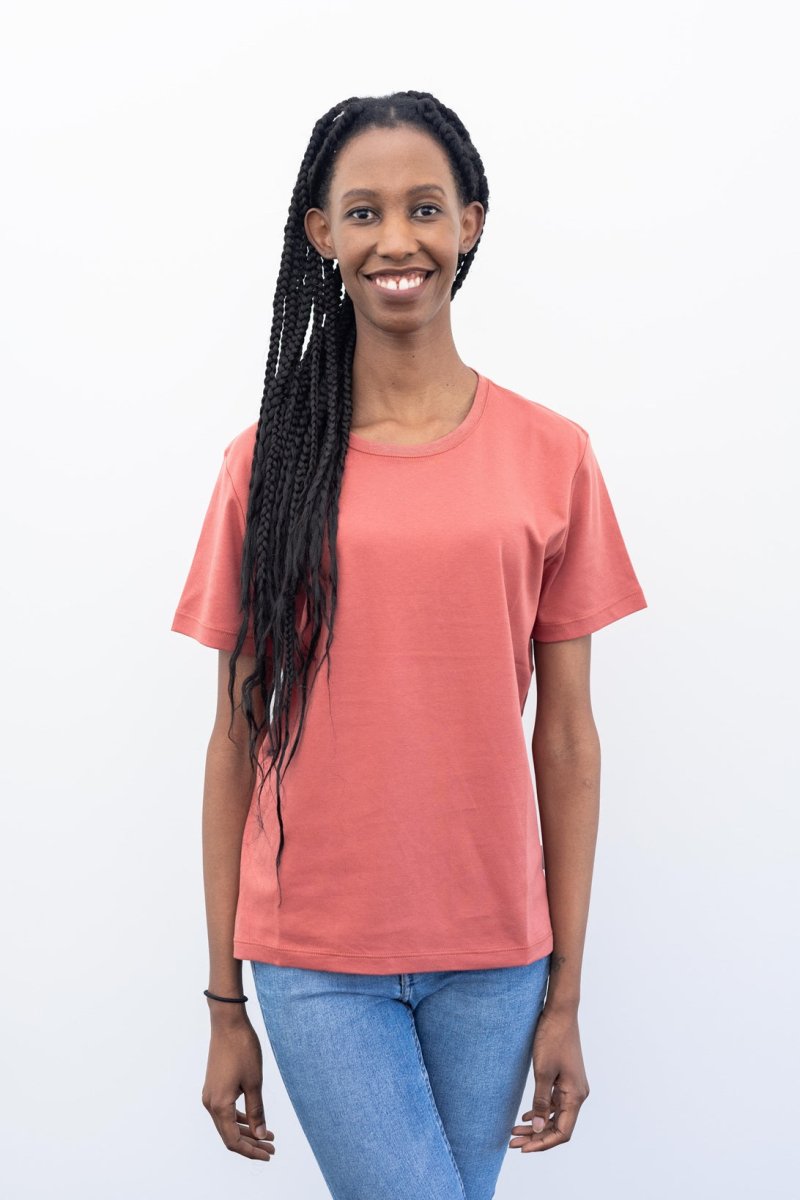 Organic Pima Cotton Tee - Raquel Crew in Cedar - GroundedKiwi.nz clothingcottoncrew