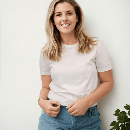 Organic Pima Cotton Tee - Raquel Crew in Eco White - GroundedKiwi.nz clothingcottoncrew