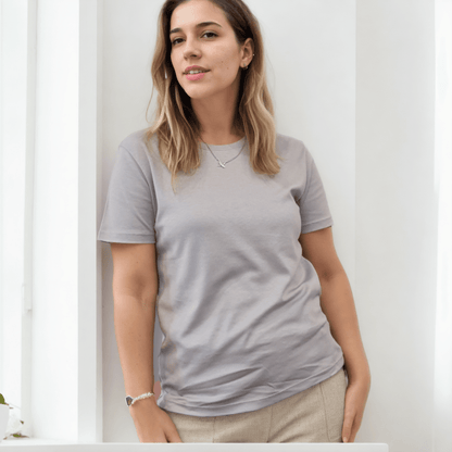 Organic Pima Cotton Tee - Raquel Crew in Steel - GroundedKiwi.nz clothingcottoncrew