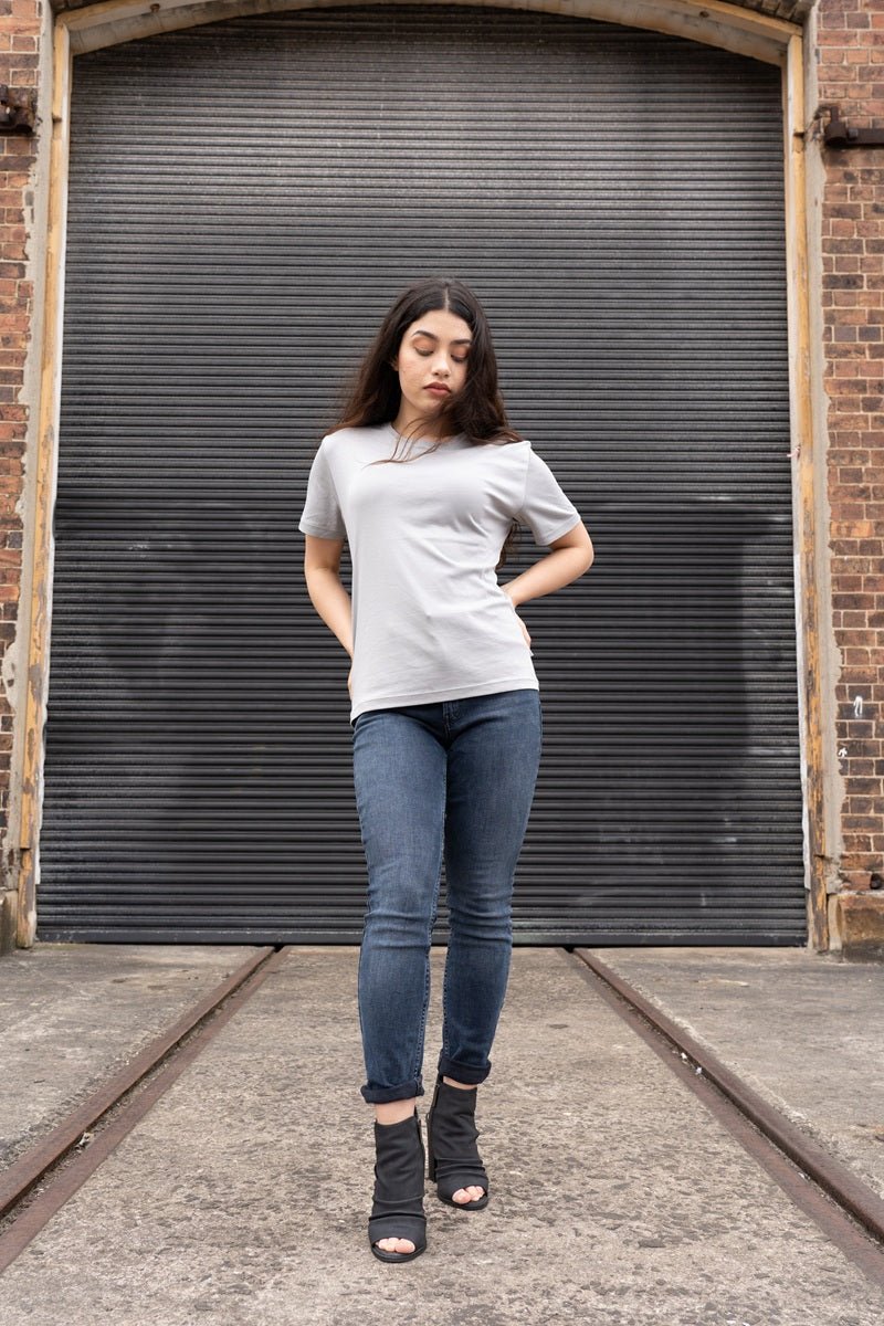 Organic Pima Cotton Tee - Raquel Crew in White - GroundedKiwi.nz clothingcottoncrew