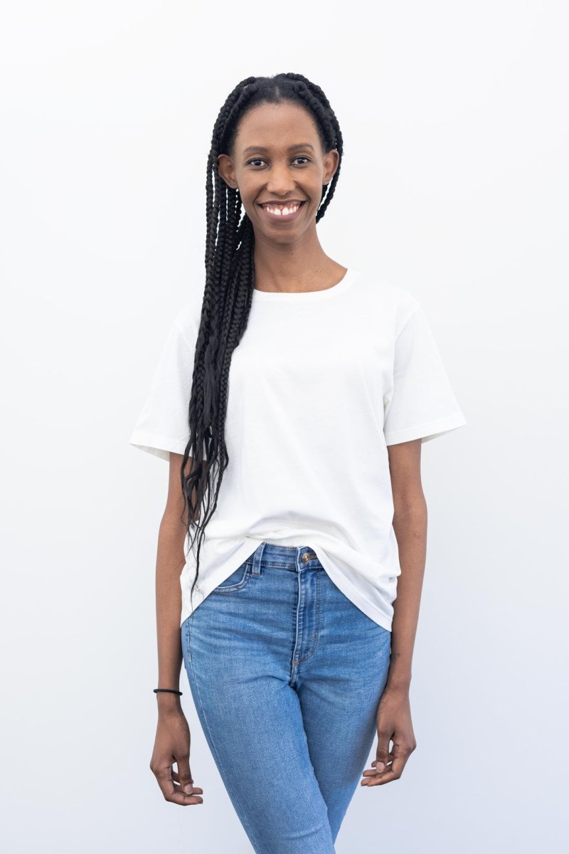 Organic Pima Cotton Tee - Raquel Crew in White - GroundedKiwi.nz clothingcottoncrew