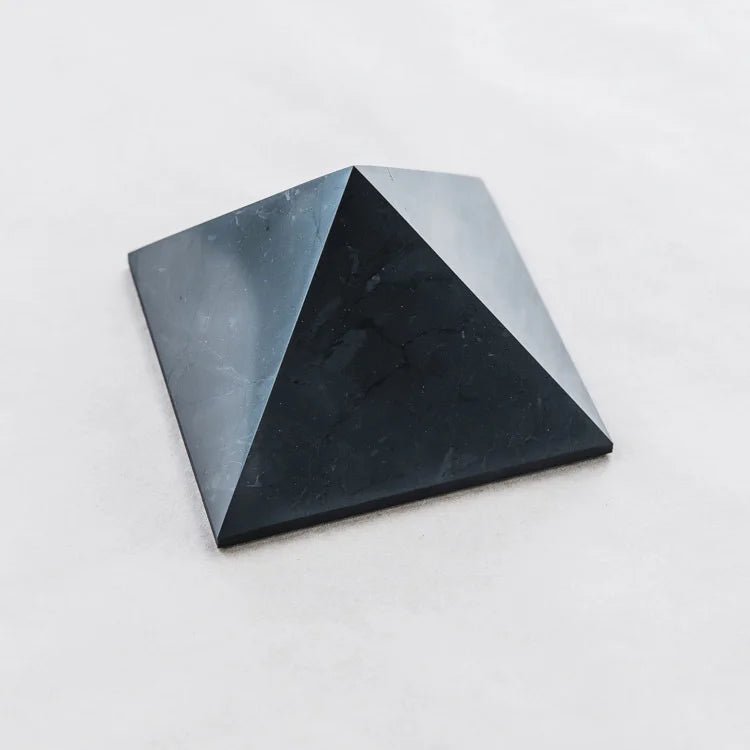 Polished Shungite Pyramid - 60mm - Genuine Shungite Pyramid - GroundedKiwi.nzDecor Decor5ganit radiationcrystal