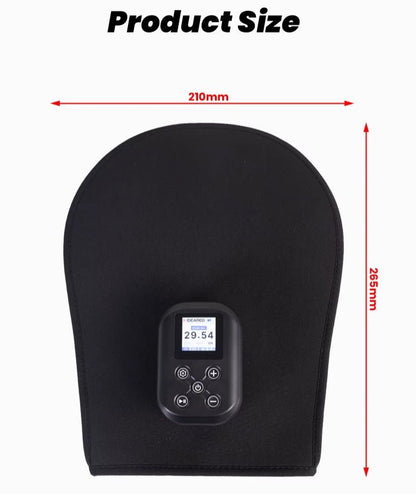 Size chart: black red light therapy wrap with controller, 210mm wide by 265mm tall