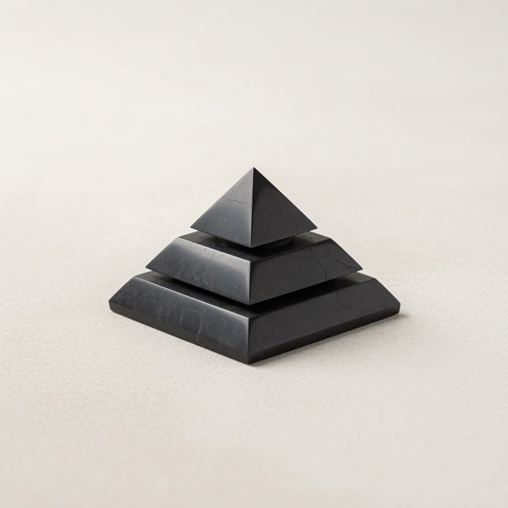 Sakkara polished Shungite Pyramid - 50mm - Genuine Shungite Pyramid - GroundedKiwi.nzDecor Decor5ganit radiationcrystal