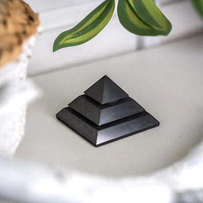 Sakkara polished Shungite Pyramid - 50mm - Genuine Shungite Pyramid - GroundedKiwi.nzDecor Decor5ganit radiationcrystal